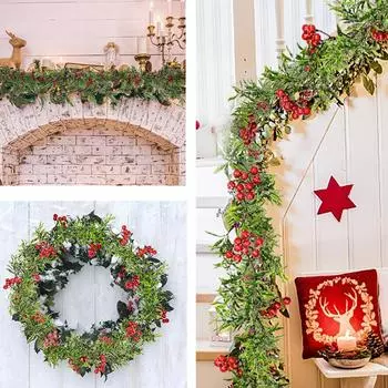 150 см Рождественский венок из ротанга, искусственная лоза, подвесная цветочная гирлянда, рождественские украшения для дома, рождественский декор каминной двери as picture