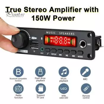 150 Вт 8 В-26 В усилитель Bluetooth-совместимый 5,0 двухканальный MP3 WAV APE декодер плата автомобильный FM-радио плеер чёрный