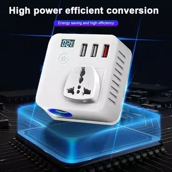 150 Вт Автомобильный инвертор 12 В в 220 В Цифровой преобразователь Автомобильное зарядное устройство Адаптер-преобразователь Модифицированная синусоида Универсальная розетка Auo белый