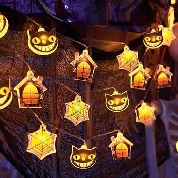 150CM Light String Halloween Decoration LED Pumpkin String Lights Halloween Scene Arrangement Outdoor Garden Holiday Decoration 1PC