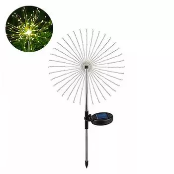 150LED Солнечные садовые фонари Наружные солнечные фейерверки Солнечные фонари Колья из медной проволоки Пейзажные фонари для тропинок на заднем дворе Рождественские украшения 1PCS-90LED белый