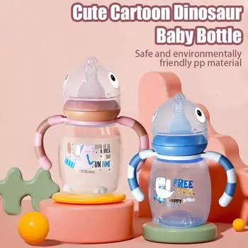 Бутылочка для кормления младенцев с рисунком из мультфильма объемом 150 мл/270 мл, бутылочка для кормления новорожденных от 0 до 3 лет, устойчивая к падениям и протечкам, изготовлена из пищевого полипропилена