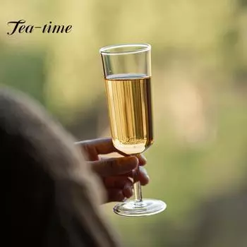 150ml Chinese Heat-resistant Glass Green Cup Transparent Stemware Houkui Special Smelling Mug Household Cone High Foot Wine Cup 5x17cm 150ml