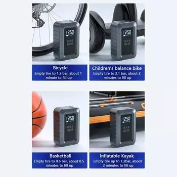 150PSI беспроводной автомобильный электрический насос для накачивания шин портативный USB автомобильный воздушный компрессор насос 7.4v/12v двойной напряжение беспроводной надувной насос чёрный