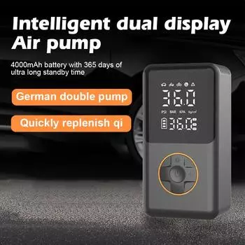 150PSI шинный насос воздушный компрессор беспроводной с цифровым дисплеем двойных значений автомобильный насос для шин со светодиодными фонарями для автомобилей мотоциклов чёрный