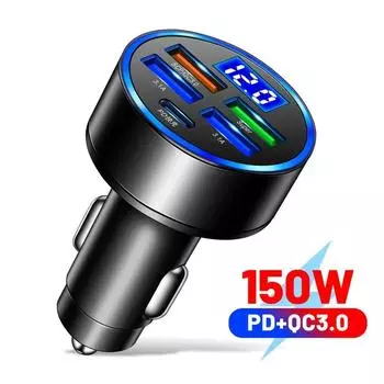 150W Fast Car Charger 4-port USB With Type-C Universal Socket Adapter Potable Auto Chargers Adapters CHINA