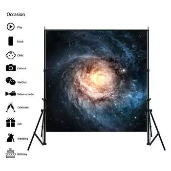 150x150см Космос Звезды Галактика Полиэстер Фотографический Фон, Космические Планеты Млечный Путь Вечеринка Фотофон Гобелен 150x150cm-Frameless