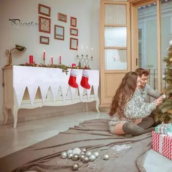 150x68 см сосулька накидка шарф искусственный снег камин каминная полка дорожка гирлянда полка верхняя ткань зима рождество праздник гостиная дом белый