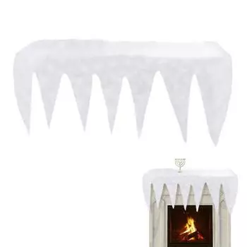 150x68CM Icicle Mantle Scarf Artificial Snow Fireplace Mantel Cover Runner Garland Shelf Top Cloth Winter Christmas Holiday Home Decoration белый