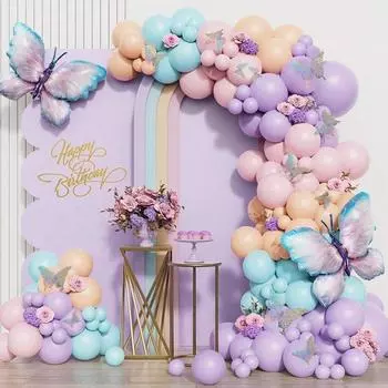 152 шт., розовые, фиолетовые воздушные шары-бабочки, гирлянда-арка для девочек, бабочка, день рождения, детский душ, декор для свадебной вечеринки