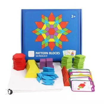 155 листов Деревянная головоломка с узорами Многоцветная обучающая геометрическая головоломка для