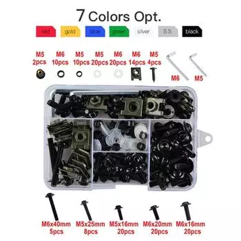 155 шт. универсальные болты для крепления обтекателя ветрового стекла мотоцикла для Kawasaki Suzuki Honda Yamaha Aprilia Agusta Sportbike