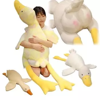 155 см гигантские мягкие игрушки, белые гусиные плюшевые подушки, желтые плюшевые утки, детские игрушки, мягкая подушка для сна, декор, подарки about 50-55cm