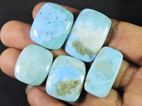 156Cts. Натуральный ларимар восьмиугольный кабошон россыпью драгоценный камень 05 шт. лот 22-29MM RQ-1163