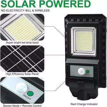 156LED Солнечный уличный светильник, водонепроницаемый, 6500k, мощный настенный светильник с датчиком движения для сада, гаража, парковки 1Pcs