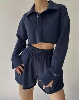 1592 - Комплект укороченных шорт темно-синего цвета MCLLCTN Dublin