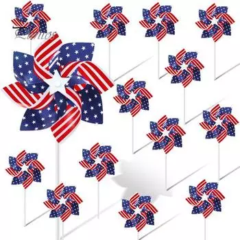 15.05.25 упаковка, ветряная мельница, светоотражающая 8-листная ветряная мельница, американский флаг на палочке, вертушка для ветра, репеллент для птиц, ветряная мельница для патриотических целей 5pcs