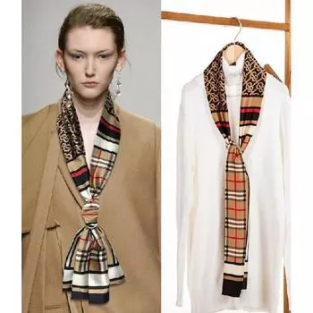 15 * 145 см, четыре сезона, в наличии, новый женский искусственный шелковый шарф, маленький воротник, повязка для волос, длинный поплавок, универсальный шарф-связка 145*15cm