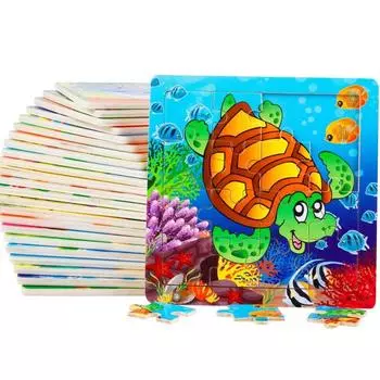 15*15Cm Kids Toy Wood Puzzle Wooden 3D Puzzle For Children Baby Cartoon Animal/Traffic Puzzles Educational Toy