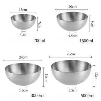 15/20/24/28 см миски для салата из нержавеющей стали для сервировки супа металлические кухонные контейнеры для риса рамен фрукты лапша хлопья макароны хранение 15cm золотистый
