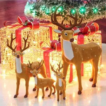 15/20/25/30cm Simulation Christmas Deer Christmas Elk Plush Reindeer Christmas Decoration Fairy Garden Miniatures Props