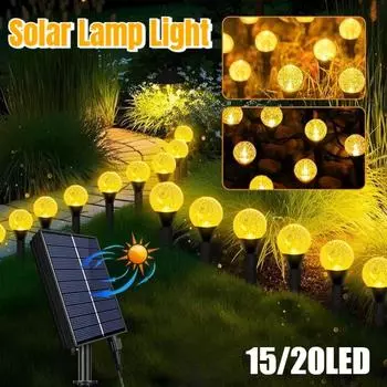 15/20 светодиодных уличных солнечных пузырьковых ламп для газона, набор гирлянд для ландшафтного украшения, водонепроницаемые светодиоды IP65, работающие на солнечной энергии, для сада и двора 15LED теплый белый