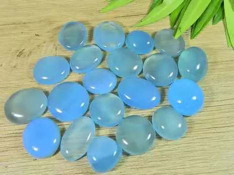 15-20MM Natural Blue Onyx 20Pcs Oval Crystal Cabochon Loose Gemstone Lot RQ-2577