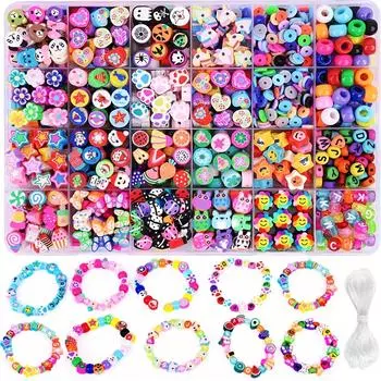 15-24 сетки полимерная глина бусины набор букв имитация жемчуга набор мягкие керамические бусины подарочная коробка для DIY ремесло изготовление ювелирных изделий