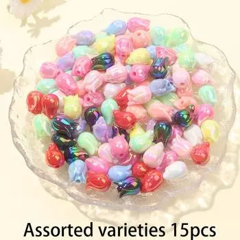 15/25/35 шт. Акриловые нефритовые ароматные бусины в форме весеннего цветка радуги красочные цветочные интервалы бусины изготовление украшений своими руками летние каникулы 15pcs