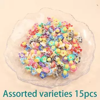 15/25/45 шт. 12 мм бусины в виде цветка сливы, бусины-разделители из полимерной глины ручной работы, нижнее сверление, цветные бусины в виде цветка 15pcs