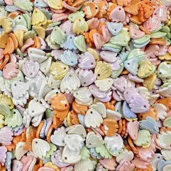 15,2*15,7 мм для серег, бусин-лепестков, ожерелья, ювелирных изделий, маркировка, сделай сам, материалы ручной работы, украшения для волос, 50 шт./компл., акриловые бусины розовый