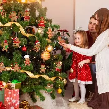 15/30/45 шт. Рождественские украшения деревянные фигурки пряничных человечков елочные подвесные украшения для праздничного магазина домашний каминный декор 15 pcs