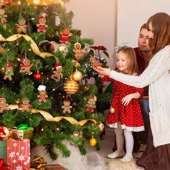 15/30/45 шт. Рождественские украшения деревянные фигурки пряничных человечков Рождественское елочное подвесное украшение для праздника 15pcs