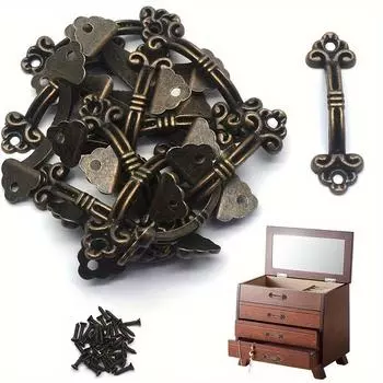 15/30 шт. мини-украшения, цинковые ручки для ящиков — античная латунь — идеально подходят для шкатулок для драгоценностей и небольших ручек-органайзеров для мебели 15pcs-With screws
