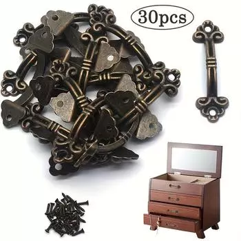 15/30 шт. Миниатюрные ручки для ящиков из цинка с украшениями - античная бронза - идеально подходят для шкатулок для драгоценностей и небольшой мебели, органайзеров 15-Pack бронзовый