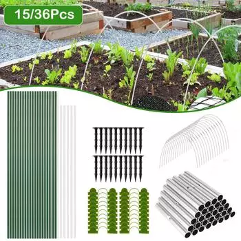 15/36 шт. Набор обручей для теплицы, гибкие стекловолоконные обручи с защитной сеткой, многоразовый туннель для растений, арочный кронштейн для сарая