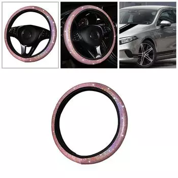 15 /38 см автомобильный чехол на руль со стразами и кристаллами из искусственной кожи, нескользящий, новый розовый
