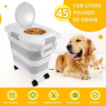 15/45 кг складной контейнер для хранения корма для домашних животных, контейнер для корма для кошек и собак, влагостойкие герметичные ящики для хранения сухого зерна и риса