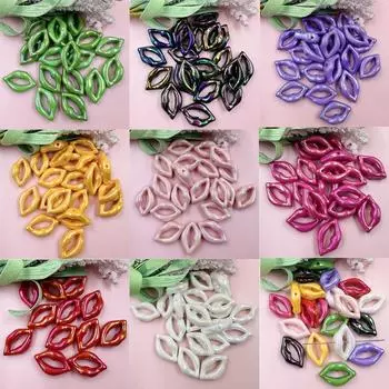 15,4 * 25,3 мм 20 шт./упак. Вертикальные отверстия Аксессуары Цветной принт для губ Перфорированные акриловые бусины Браслет DIY Аксессуары Аксессуары фиолетовый