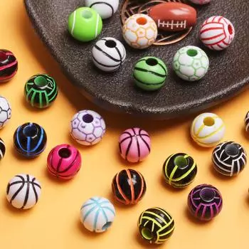 15,5 мм браслеты ювелирные изделия принадлежности с отверстием 5 шт футбольный мяч акриловые футбольные бусины баскетбол 11 мм подвески круглые кулоны аксессуары Style 8