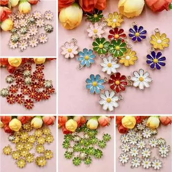 15,6*18 мм DIY ювелирные аксессуары мобильный телефон цепочка материал для изготовления маленький цветок ромашка мода для ожерелья подвеска свободные бусины сплав капля масла 20 шт белый