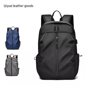 15,6-дюймовый водонепроницаемый мужской рюкзак для активного отдыха с большой вместимостью и напечатанным логотипом серый