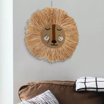 15,7-дюймовая мультяшная тканая голова животного, настенное украшение, ручная работа, хлопковая нить для галереи Style A