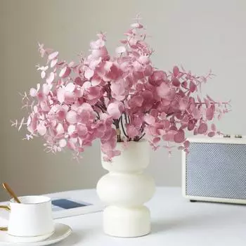 15,7-дюймовые искусственные листья эвкалипта, стебли, искусственные листья эвкалипта, ветки, цветные, имитация подделки белый