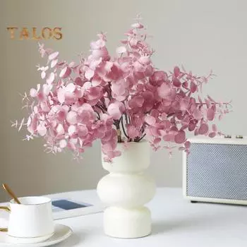 15,7-дюймовые искусственные листья эвкалипта, стебли, искусственные листья эвкалипта, ветки, цветные имитационные листья для домашнего декора, вечеринки, свадьбы белый