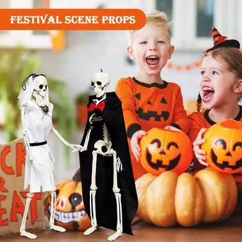 15.7 Inch Spooky Skeleton Bride And Groom Wedding Couple Statue Hanging Ornament For Halloween Party Decorations Or Scary Gothic Dcor Figurines One Size