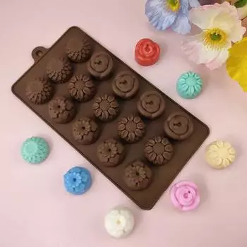 15 видов ячеек, цветы, силиконовый материал, форма для шоколада, детские пищевые добавки, инструменты для самостоятельной выпечки, форма для желе, торта, поднос для льда