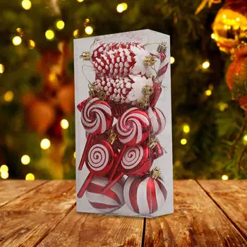 15 Christmas Hanging Ornaments, Decorative Cane Ornaments for Garden, Festivals Red