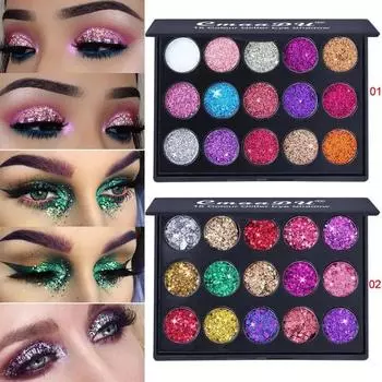 15-цветная палетка теней для век с блестками Pigment Professional Eye Makeup Palette Long-lasting Make Up Eyeshadow Palette Maquillage 01