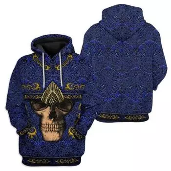 15 цветов Мужские Женские Толстовки Викингов Новая Уличная Одежда Харадзюку Повседневные Толстовки с Капюшоном с Графическим Принтом Викингов Косплей Пуловеры XS темно-синий